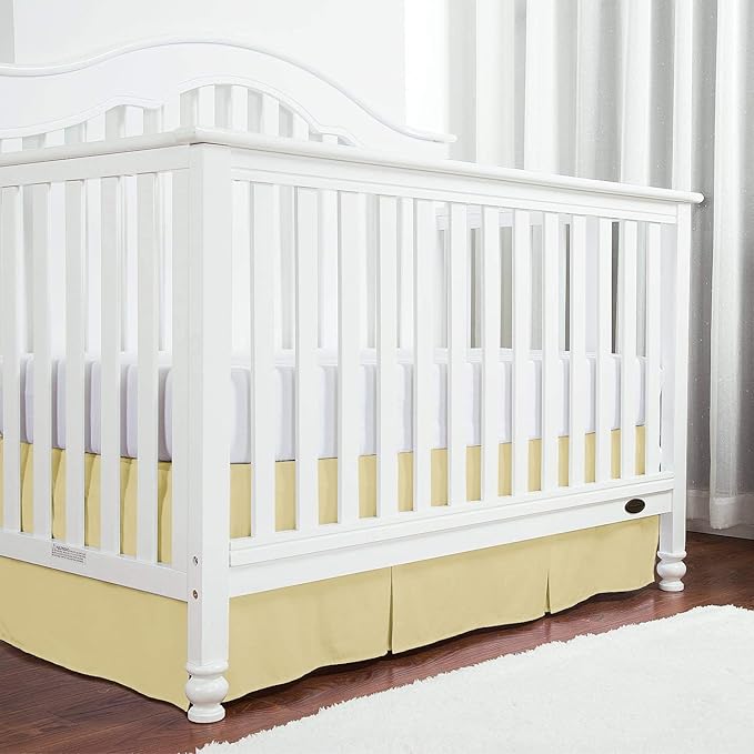 Box Pleated Crib Bed Skirt Premium 100% Cotton 800 Thread Count Nursery Crib Toddler Bedding Crib Bedskirt for Baby Boys or Baby Girls, (28" x 52") + 14" Drop Lenght - Ivory Solid