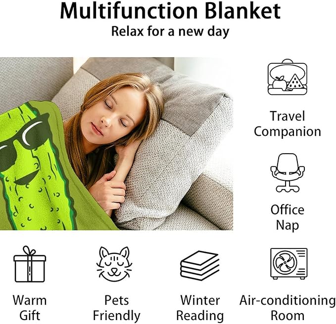 Pickle Throw Blanket for Baby - 30x40 Inches Lap Size - Soft Fluffy Cozy Blankets Gift - Green Funny Blanket Throws for Couch, Work