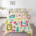 Erosebridal Merry Xmas Comforter Set King Size Christmas Tree Quilt for Kids Boys Girls Cartoon Penguin Bear Bedding Set Cute Deer Elk Duvet Insert with 2 Pillow Cases