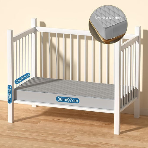 2Pack Waterproof Crib Sheets- Cotton 24X38 Fitted Crib Sheets Crib Mattress Protector Sheets,Soft Bed Sheets,Washable Little Bed Sheets (Gray, 24 * 38inch)