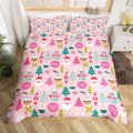 Feelyou Christmas Kids Bedding Set Cartoon Santa Claus Duvet Cover for Boys Children Teens Bedroom Decor Christmas Tree Comforter Cover Set Xmas Theme Bedspread Cover Full Size with 2 Pillow Case