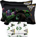 Sunny Side Up Monster Jam Grave Digger Full Sheet Set - 4 Piece Kids Bedding Set Includes Pillow Cover - Super Soft Microfiber Sheets