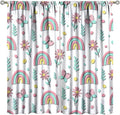 Kids Rainbow Curtains Boho Cartoon Colorful Stars Love Heart Lovely Abstract Art Pattern Print Window Drapes for Girl Bedroom Living Room Kitchen Decor,2 Panel Set,42Wx54H Inch Blackout