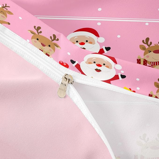 Christmas Bedding Duvet Cover Set Kids Cartoon Santa Claus Bedding Set Boys Girls Deer New Year Decor Comforter Cover Set Microfiber Gift Boxes Xmas Theme Bedspread Cover Bedroom Bedclothes Toddler