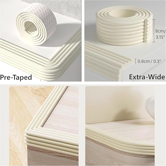 M2cbridge Multifunctional Edge and Corner Guard Coverage Baby Safety Bumper DIY 6.5 Ft (Rice White)