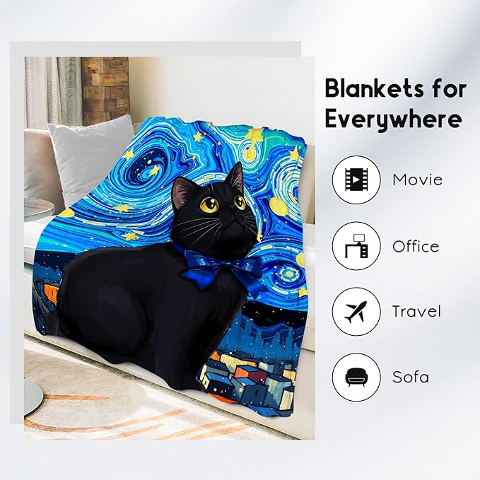 Kids Blanket - Cat Blankets for Cat Lovers - Lightweight Flannel Soft Cute Throws Gifts for Room Decor/Bed/Sofa - 60"x80"