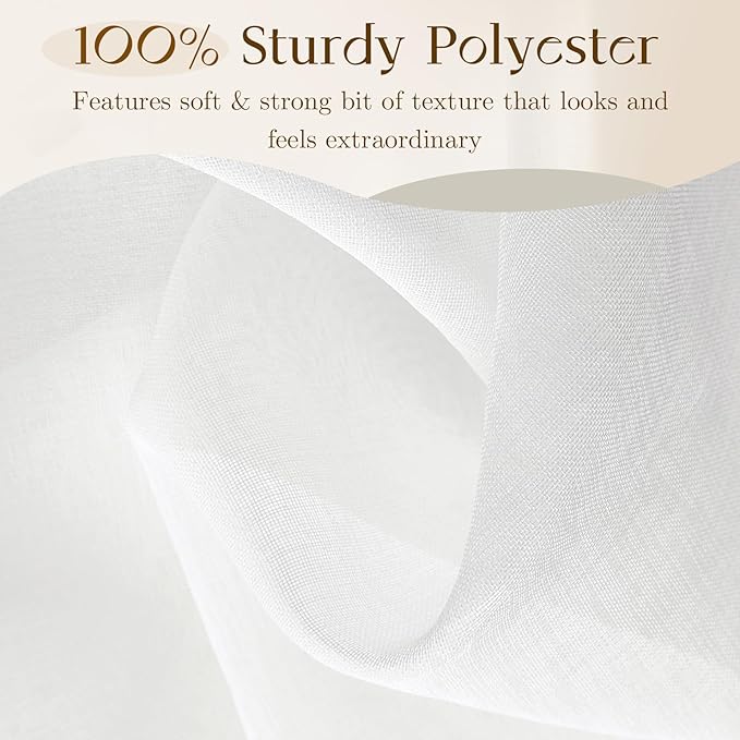 Dreaming Casa White Sheer Curtains 102 Inches Long, Rod Pocket & Back Tab Light Filtering Textured Sheers for Living Room Bedroom, 2 Panels, Each 100" W x 102" L