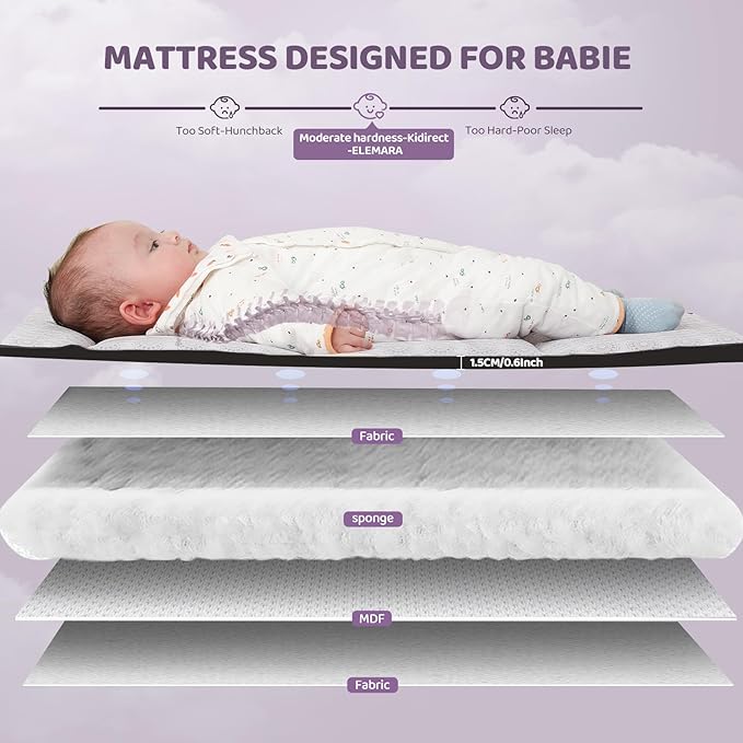 ELEMARA 3 in 1 Baby Bassinet,2025 Beside Bassinet with Ajustable Side, All Mesh Baby Bedside Sleeper with Mattress,Sheet,Storage Pocket,Wheels and Trap,Playpen Travel Crib Bed with Storage Bag