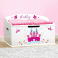 DIBSIES Personalized Creative Wonders Toy Box, Princess, 30 x 19.25 x 18 inches, Soft-Close Lid (White)