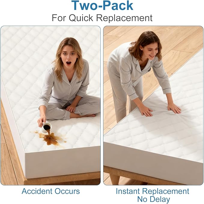 2Pack Waterproof Crib Sheets for Boy, Girl - Cotton 24X38 Fitted Crib Sheets Crib Mattress Protector Sheets,Soft Toddler Bed Sheets,Washable Infant Fitted Baby Bed Sheets (White, 24 * 38inch)