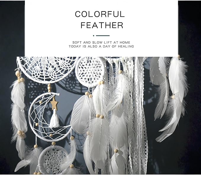 Dream Catcher Wall Decor,Large Boho Dream Catcher with Luxurious Feathers & Beads, Handmade Wall Hanging for Bedroom, Nursery, Living Room, Gift Ready for Girls & Adults (Black-Purple)