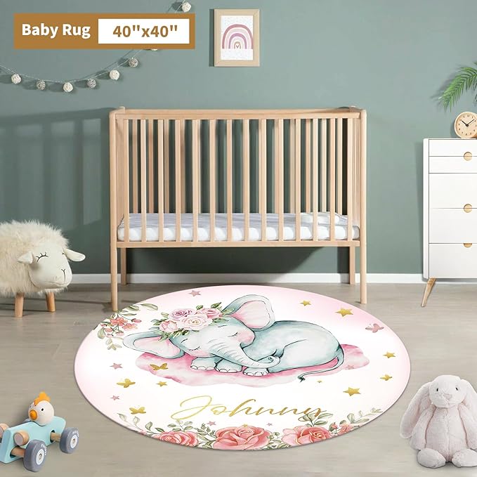 Custom Baby Crib Bedding Set, 3 Pcs Personalized Nursery Bedding Set with Name, Soft Baby Bedding Crib Sets with Blanket - Toddler Crib Sets for Girls Boys, Infant Newborn Gifts, Pink Elephant