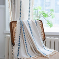 Deeprove Navy Blue Boho Curtains 72 inches Length for Living Room Bedroom Nursery, Vintage Chic Bohemian 72 inches Long Embroidery Farmhouse Tassel Privacy Window Treatments W52 x L72, 1 Panel