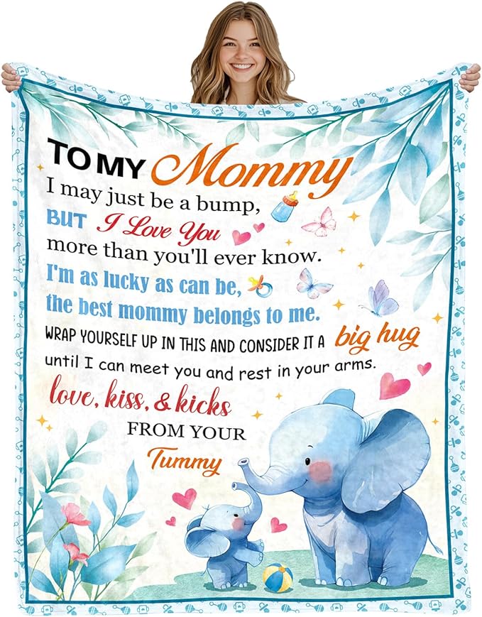 New Mom Gifts for Women, New Mom Blanket, Mother to be Gifts for 1st Time, First Pregnancy Gifts for Christmas Thanksgiving for Mother, Flannel Throw Blanket for Sofa Couch Bed 50"x60"