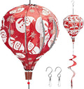 2PCS Giant Christmas Snowman Reindeer Hot Air Balloon Wind Spinners 14" W x 59" H Large Red&White Whirligig Wind Spinner Hanging Ornaments for Yard Garden Lawn Outdoor Decorations
