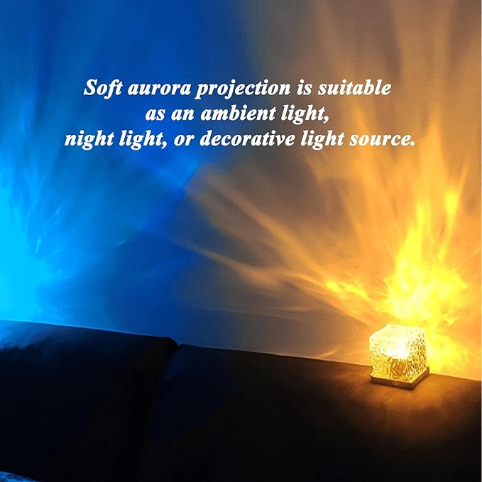 Aurora Borealis Night Light Projector, Aurora Dreamscape Projector, Magical Northern Lights for Your Room, 3/16 Colors Ambient Dynamic Wave Cube Lamp with Remote (16 Colors Plug-in, Wood)