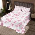 Cartoon Bowknot Kids Bedspread Twin Size,Western Cowgirl Disco Ball Retro Coverlet Set,Girls Women Room Decor,Bow Tie Cute Princess Quilted Coverlet,Pink Romantic Bedding Quilt,1 Pillowcase