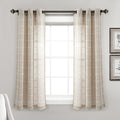 Lush Decor Farmhouse Textured Grommet Sheer Window Curtain Panel Pair, 38"W x 63"L, Neutral