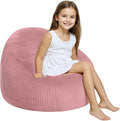COMAX Bean Bag Chairs for Kids, Toddler BeanBag Sofa with Filler Bean Couch Stuffed for Boys and Girls, Lazy Floor Chair for Playroom, Nursery Room, Pink