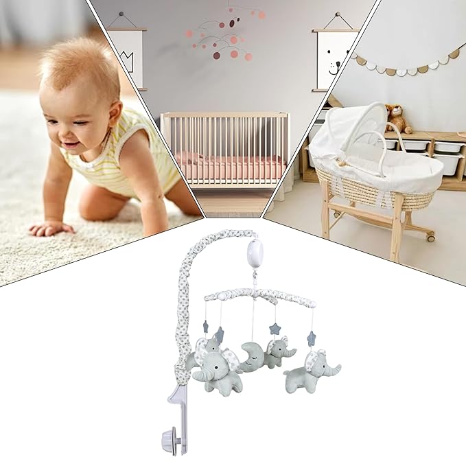 Crib Mobile Girls | Rotating Musical Mobile with Plush Animals | Wind-Up Nursery Decor for Crib Or Cradle, Soft Hanging & Girls with Gentle Music Box