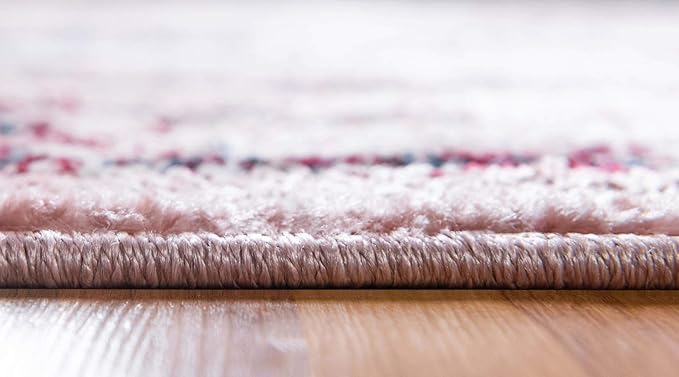Rugs.com Charleston Collection Rug – 6 Ft Runner Pink Low-Pile Rug Perfect for Hallways, Entryways