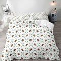 LUVIVIHOME 3PCS Gingerbread Man Duvet Cover Full Bedding Set, White Duvet Cover, Teens Boys Girls Kids Bedding, Green Plant Pine Picks Leaves Winter Holiday Christmas Comforter Cover, 2 Pillow Shams