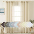 MIULEE 2 Panel 90 Inch Natural Light Beige Linen Semi-Sheer Window Curtains - Elegant Solid Drapes with Grommet Top - Voile Panels Textured for Bedroom or Living Room (52" W X 90" L)