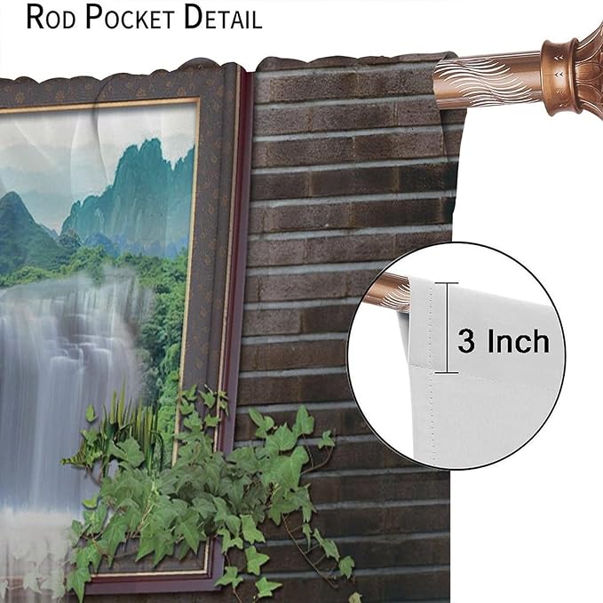 Waterfall Blackout Window Curtains, Tropical Rainforest Jungle Plants Forest Wild Nature Landscape Window Drapes, for Living Room Bedroom 63x72in 2 Panels