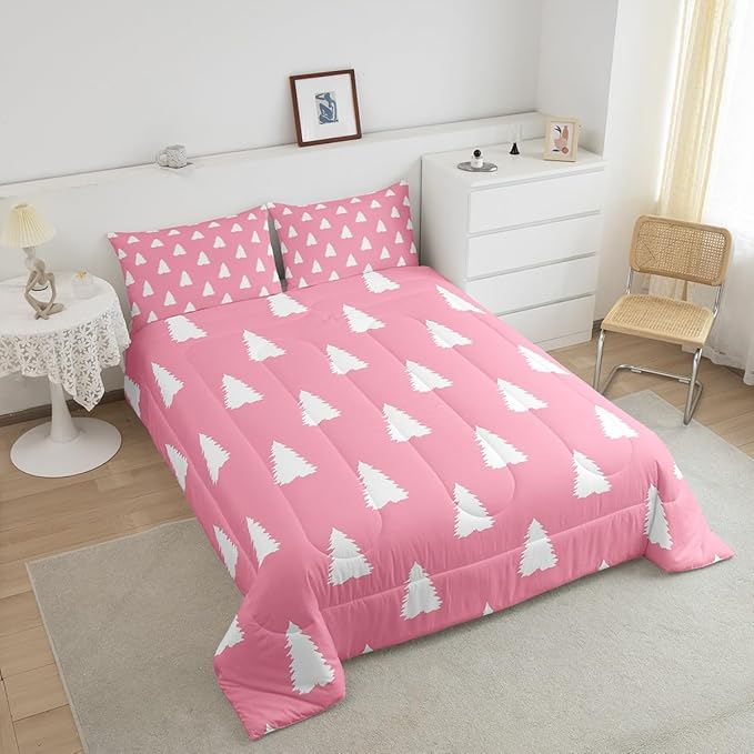 Feelyou Christmas Trees Bedding Set for Kids Boys Girls King Size Holiday Decor Comforter Set Ultra Soft Winter Comforter Xmas Duvet Quilt Bedroom Decor Christmas Decorations Quilt