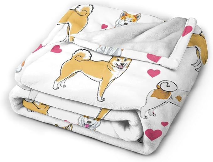 Akita Dog Throw Blanket - Gifts and Decor for Girls, Women, Kids, Adults - Soft Warm Cozy Fleece for Couch, Sofa, Bed - Cute Dog Design - 50"x40"