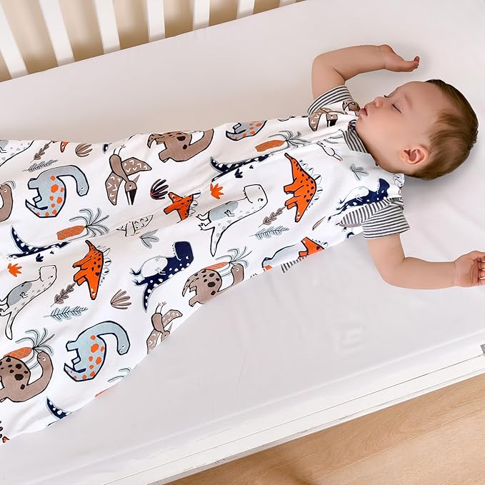 PHF Soft Baby Sleep Sack 18-24 Months 100% Organic Cotton Wearable Blanket, 2-Way Zipper 0.5 TOG Toddler Sleeping Sack 3 Pack, Comfy Sleep Bag for Baby Boys Girls, Dinosaur (X-Large)