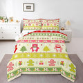 Erosebridal Merry Christmas Comforter Set Kids King Size Xmas Tree Decor Quilts Snowflake Bedding Set Cute Colourful Bear Duvet Insert with 2 Pillow Cases