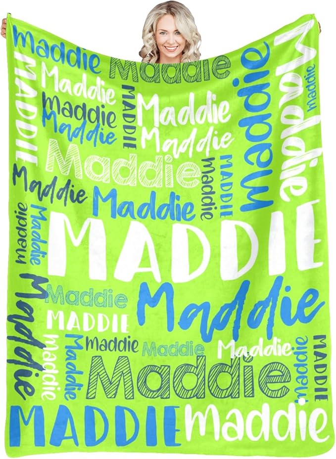 Dr.TOUGH Personalized Blankets with Name Customized Baby Blankets for Girls Boys Adults Monogrammed Blankets and Throws Christmas Birthday Mothers Fathers Valentines Day Gift (Light Green, 40''×50'')