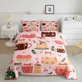 Feelyou Christmas Bedding Set for Kids Boys Girls King Size Cake Pattern Printed Comforter Set Ultra Soft Winter Christmas Comforter Dessert Duvet Quilt Bedroom Decor Christmas Decor Quilt