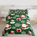 jejeloiu Merry Christmas Comforter Set Twin Size Xmas Santa Claus Bedding Set for Kids Boys Girls Cute Snowman Duvet Quilt Green Bedroom Decor