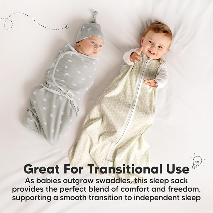 2-Pack Baby Sleep Sacks,Zipper Wearable Blanket - 0.5TOG Organic Cotton,Lightweight,Soft Cozy Toddler Sleeping Sack 12-24 months,Easy to Wear Large Newborn Transition Swaddles Sleepsacks (Butterflies)