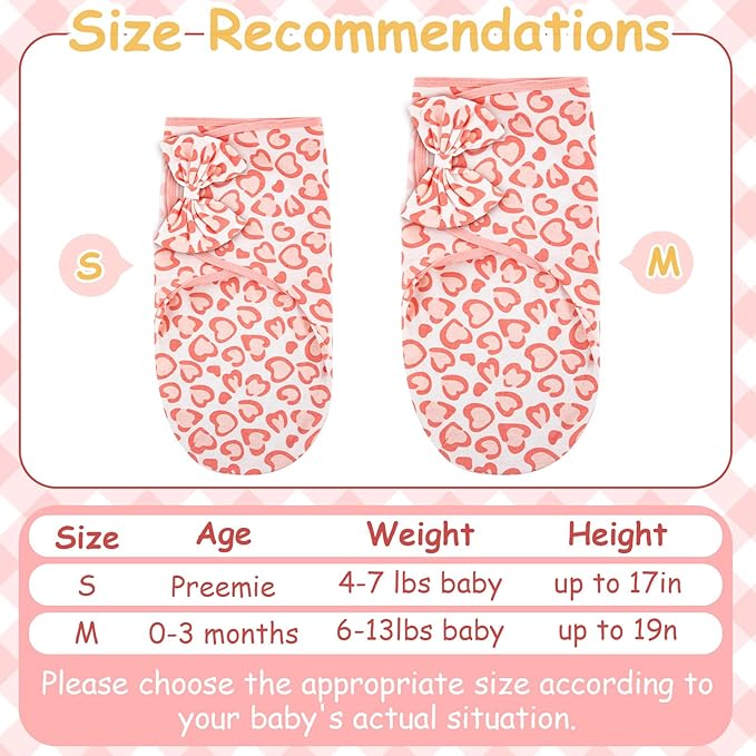 Ramede 6 Pack Preemie Swaddle Blanket with Hats Sleep Swaddle for Baby Boy Girl Preemie Newborn Sacks Soft Cotton Wearable (Bow,Pink)