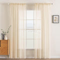 MIULEE Cream Beige Window Sheer Curtains for Bedroom Living Room Solid Elegant Net Drapes 2 Panels Width 38 x Length 84 Inches