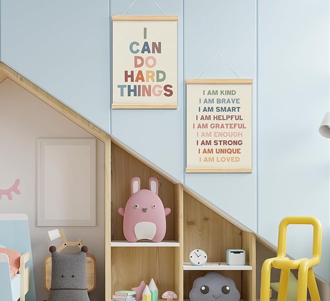 foedor Positive Affirmations Wall Decor Set of 2, Nursery Toddler Calming Corner Classroom Reading Corner Kids room Playroom Wall Decor, 12x16 Inch