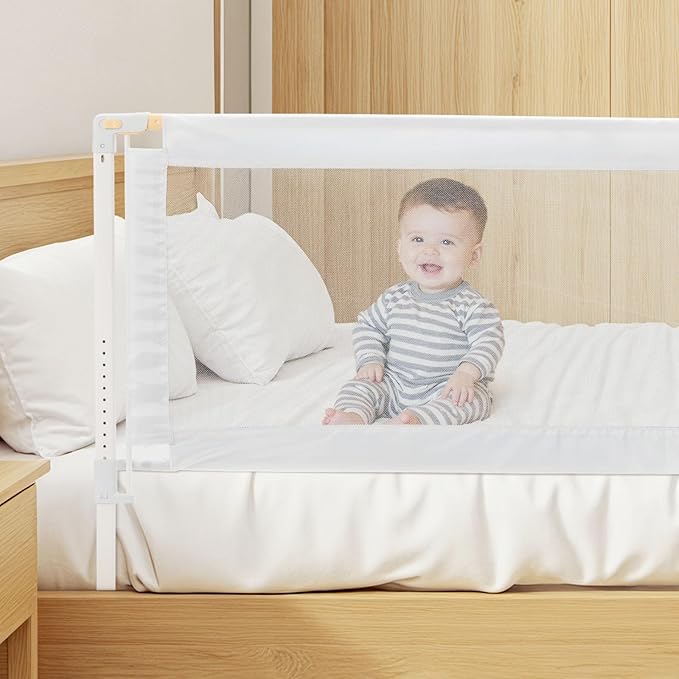 VEVOR Toddler Bed Rail, Kids Beds Guard Rail with Reinforced Iron Pipe and Oxford Cloth, Adjustable Height Bed Side Railing, Portable Guard Bumper Barrier for Crib, Bunk, 78.74 x 35.04 in, 1 Piece