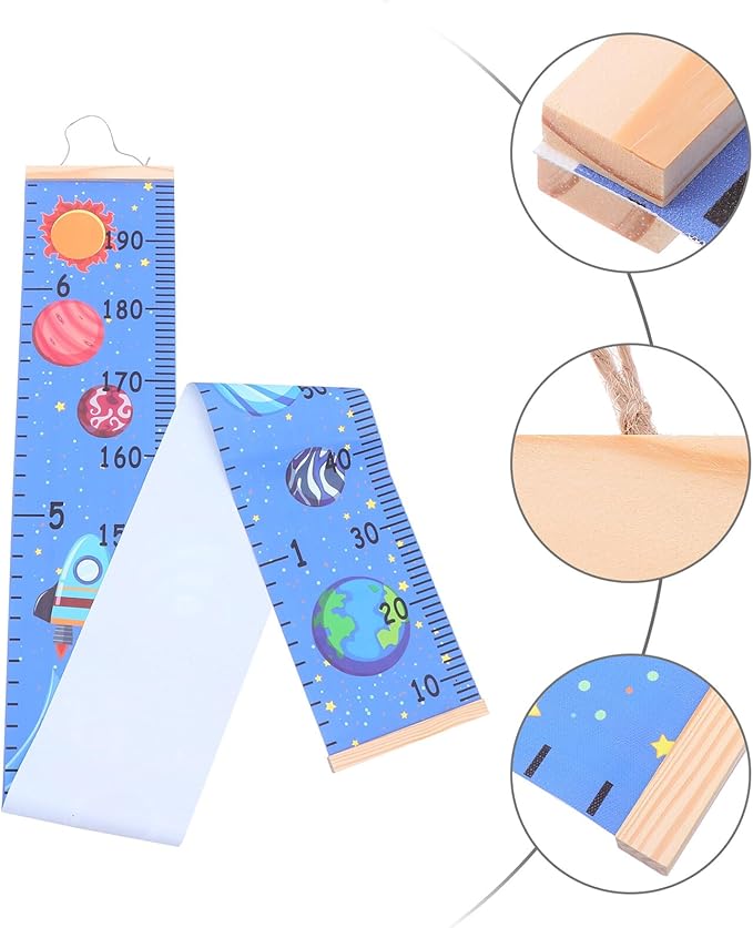 Height Chart Pendant Blue Canvas Growth Ruler for S Nursery Wall Hanging Decor Writable Measurement Tape for Tracking Growth