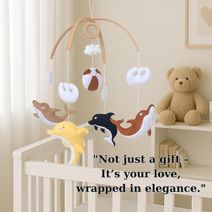 Baby Mobile – Ocean Montessori Dolphin Hanging Set, Handmade Felt Sea Theme Crib Nursery Decor