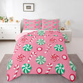 Feelyou Christmas Comforter Set Full Size Candy Bedding Set for Kids Boys Girls Xmas Theme Duvet Quilt Bedroom Decor Microfiber 3 Pcs with 2 Pillow Cases