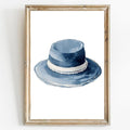 Cowboy Hat Canvas Wall Art Blue Hat Poster Blue Aesthetic Posters Trendy Aesthetic Art Abstract Watercolor Prints Modern Abstract Painting For Room Modern Minimalist Prints 16x24inch Frameless