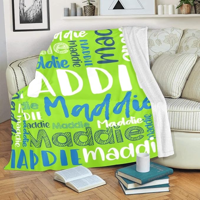 Dr.TOUGH Personalized Blankets with Name Customized Baby Blankets for Girls Boys Adults Monogrammed Blankets and Throws Christmas Birthday Mothers Fathers Valentines Day Gift (Light Green, 40''×50'')