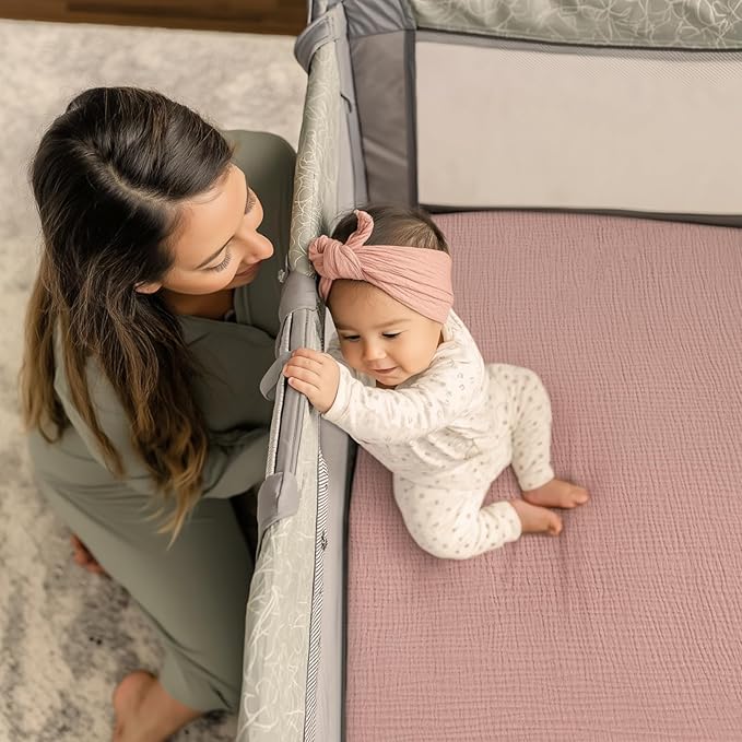 lulumoon Fitted Pack and Play Sheets: Soft Muslin Cotton for Guava Family Playard Mattress - Neutral Colors for Boys and Girls