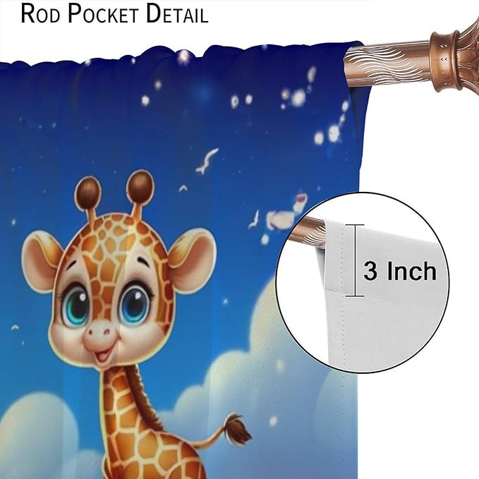 Jungle Safari Window Curtains for Kids Boys Girls Watercolor Cartoon Forest Animals Baby Living Room Bedroom Nursery Toddler Rod Pocket Drapes 42" W X 63" L