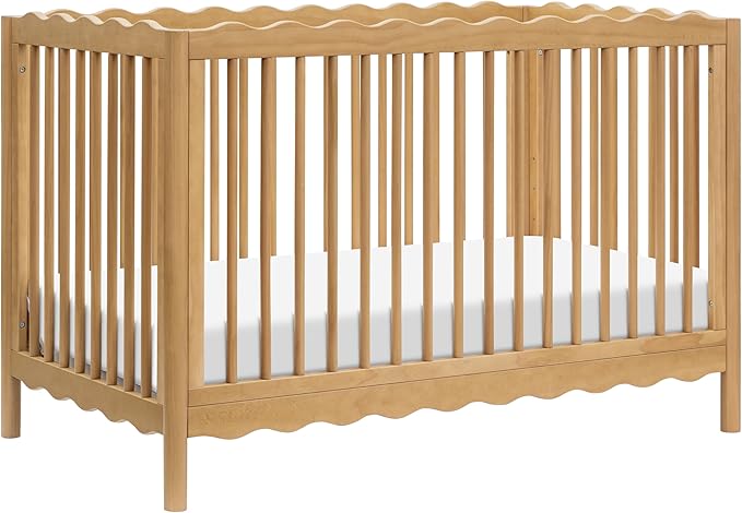 babyletto Swell 4-in-1 Convertible Crib with Toddler Bed Conversion Kit in Honey, Greenguard Gold Certified, Made of 100% Solid Wood