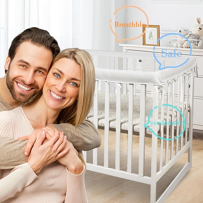 Mesh Sets Toddlers' Bed Rail Bumpers Protecter - Children's Bed Guardrail Padding - Anti-Collision |- Easy InstallEnhanced Safety Mostly Fit (4pc-white01)