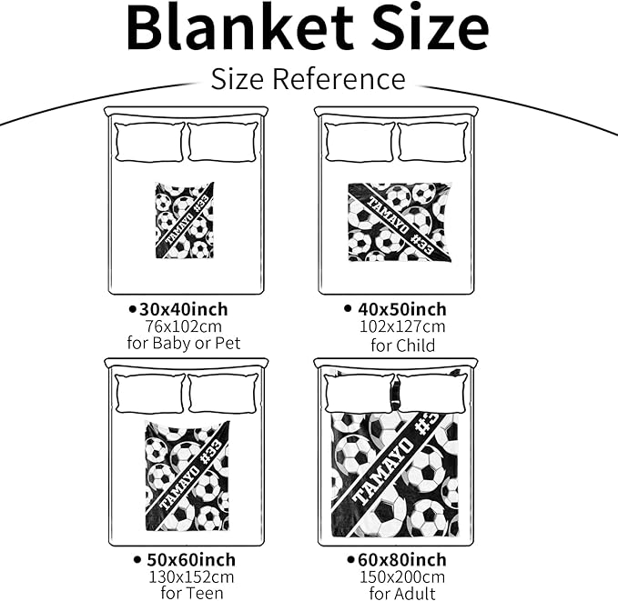Custom Kids Soft Blanket: Personalized Gift for Soccer Football Basketball Softball Lovers Name and Number - Flannel Toddler Bed Blankets (40X50inch)